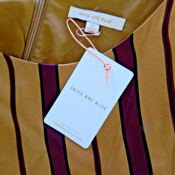 NWT Skies are Blue Anthropologie Jiya Twist Front Satin Striped Dress sz XS - Picture 5 of 5